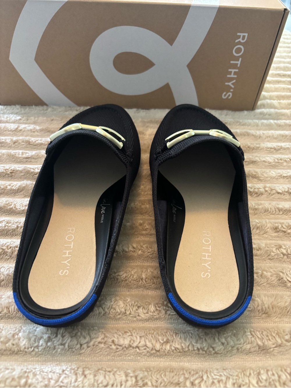 Rothy's Black Knit Slip-On Loafer with Gold Bit Detail - Picture 2 of 5